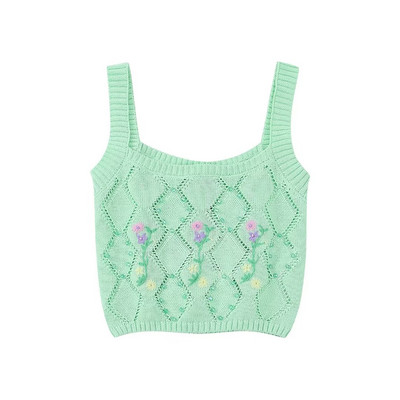 Γυναικεία ζακέτα με κεντημένη πλεκτή 2023 Νέα ρούχα με λουλούδια και χάντρες Camis Modern Lady Light πουλόβερ Crop Top Dresses