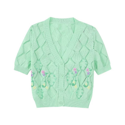 Γυναικεία ζακέτα με κεντημένη πλεκτή 2023 Νέα ρούχα με λουλούδια και χάντρες Camis Modern Lady Light πουλόβερ Crop Top Dresses