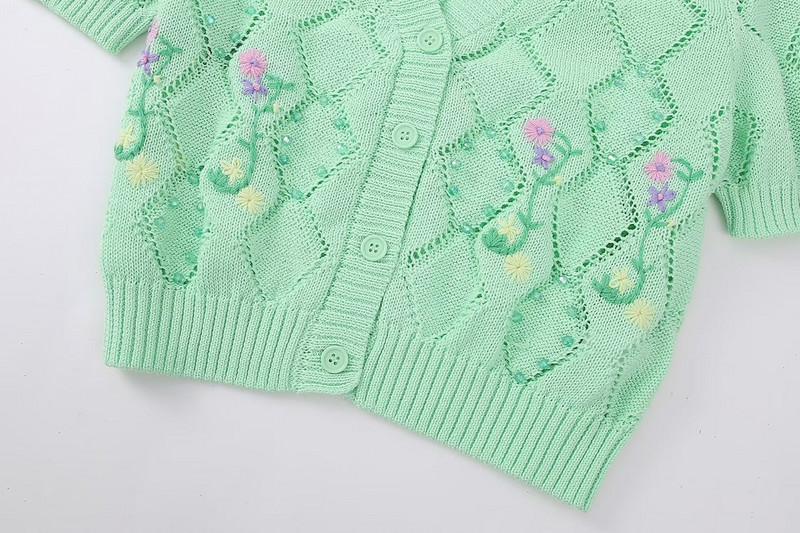 Γυναικεία ζακέτα με κεντημένη πλεκτή 2023 Νέα ρούχα με λουλούδια και χάντρες Camis Modern Lady Light πουλόβερ Crop Top Dresses