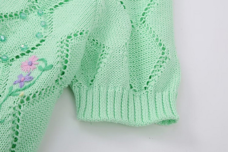 Γυναικεία ζακέτα με κεντημένη πλεκτή 2023 Νέα ρούχα με λουλούδια και χάντρες Camis Modern Lady Light πουλόβερ Crop Top Dresses