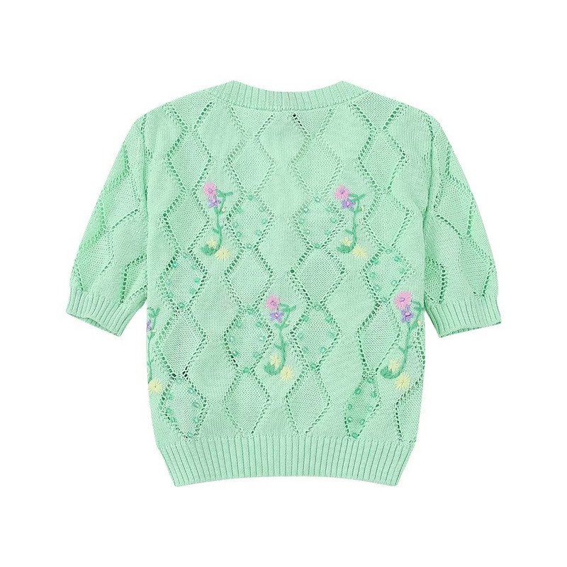 Γυναικεία ζακέτα με κεντημένη πλεκτή 2023 Νέα ρούχα με λουλούδια και χάντρες Camis Modern Lady Light πουλόβερ Crop Top Dresses