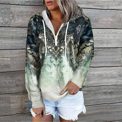 Ženska majica s kapuljačom jesen-zima Ženska modna majica dugih rukava, ležerna prevelika majica s kapuljačom s printom i gornjim dijelovima
