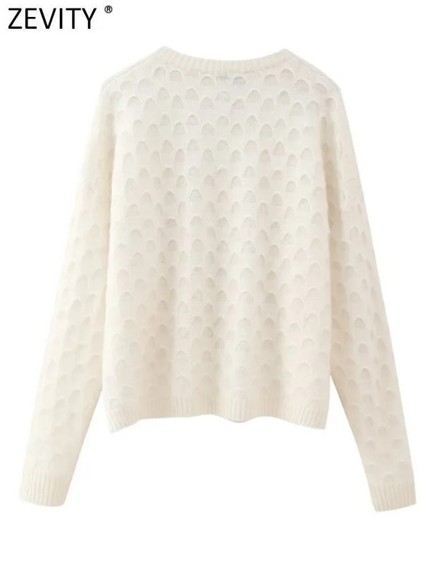 Zevity ΝΕΑ Γυναικεία Μόδα O λαιμόκοψη Πλεκτό πουλόβερ με βελονάκι Γυναικείο κομψό μακρυμάνικο ζακέτα με κουμπιά παλτό CT5193