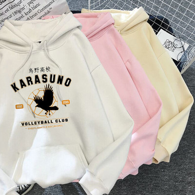 2022 Japán anime 90-es évek kapucnis női Haikyuu Vicces Karasuno Fly High Streetwear Téli divat Meleg pulóverek Unisex