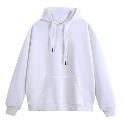 Φθινοπωρινό μονόχρωμο πουλόβερ με κουκούλα από βαμβάκι για άνδρες και γυναίκες