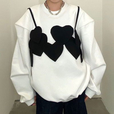 Χαλαρή στρογγυλή λαιμόκοψη μακρυμάνικο πουλόβερ με κουκούλα για γυναίκες την άνοιξη και το φθινόπωρο 2022 Φούτερ με κουκούλα Βαμβακερό harajuku