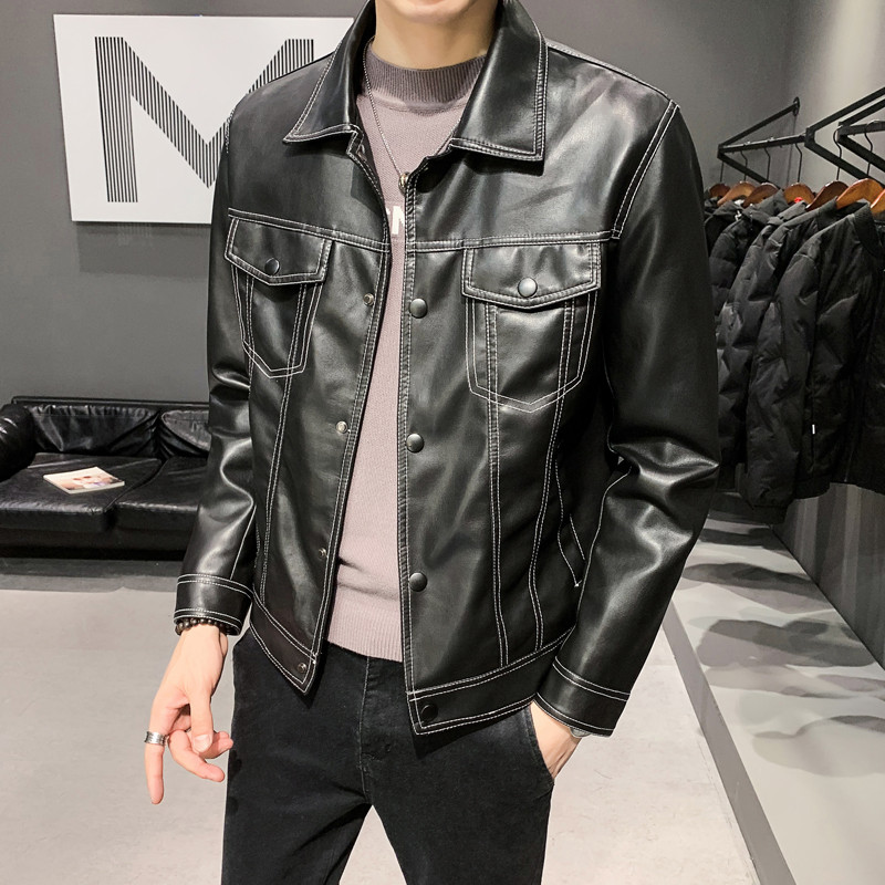 Novi stil Britanski stil Muške jakne od umjetne biciklističke kože s otvorenim ovratnikom Motociklistička kožna gornja odjeća Kožni kaputi Muška veličina 4XL