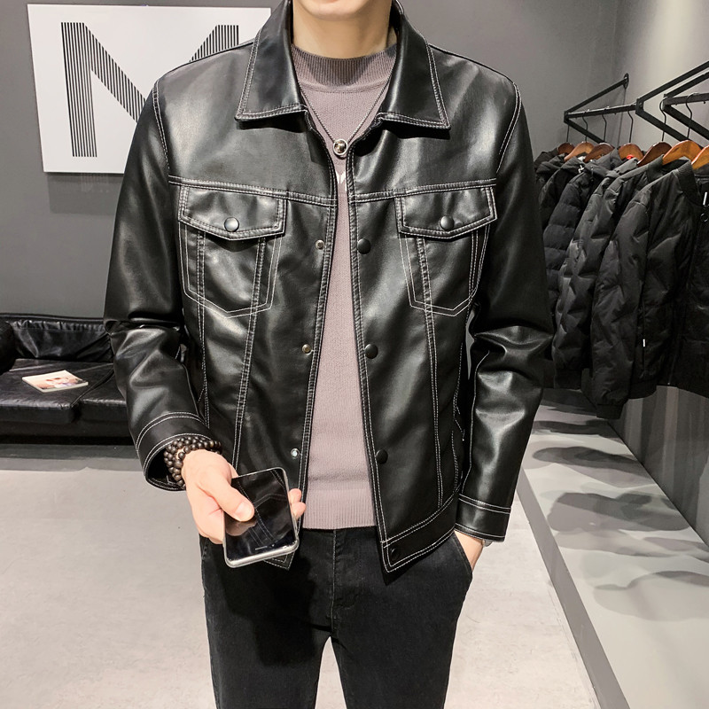 Novi stil Britanski stil Muške jakne od umjetne biciklističke kože s otvorenim ovratnikom Motociklistička kožna gornja odjeća Kožni kaputi Muška veličina 4XL