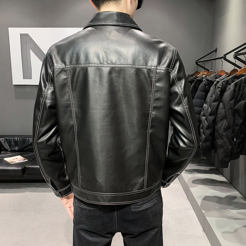 Novi stil Britanski stil Muške jakne od umjetne biciklističke kože s otvorenim ovratnikom Motociklistička kožna gornja odjeća Kožni kaputi Muška veličina 4XL