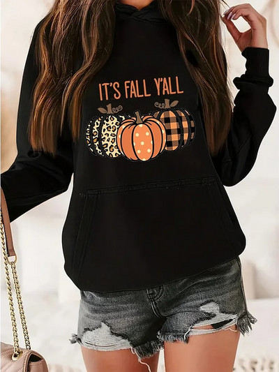 Γυναικείες κουκούλες Φθινοπωρινό μοτίβο αποκριών Τρισδιάστατη εκτύπωση Μακρυμάνικα μπλουζάκια Casual γυναικεία streetwear Hoodie Δώρα διακοπών Ρούχα