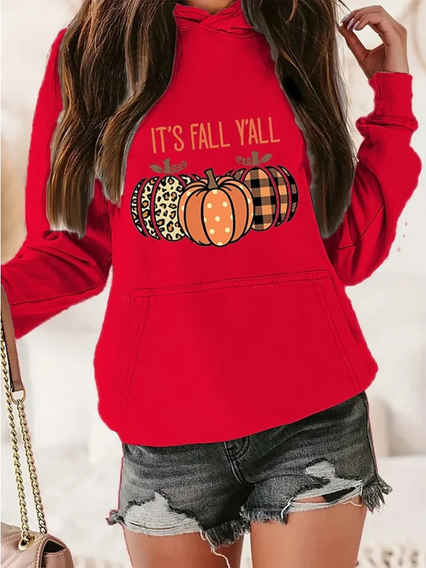 Γυναικείες κουκούλες Φθινοπωρινό μοτίβο αποκριών Τρισδιάστατη εκτύπωση Μακρυμάνικα μπλουζάκια Casual γυναικεία streetwear Hoodie Δώρα διακοπών Ρούχα