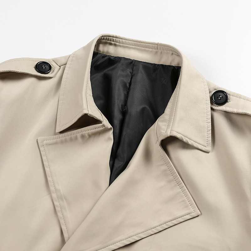 Καμπαρντίνα Ανδρική μακρυά χωρίς κουκούλα Ανδρική εγκοπή πέτο με διπλό στήθος μακριά καμπαρντίνα casual Peacoat Ελαφρύ Λεπτά φθινοπωρινά παλτό