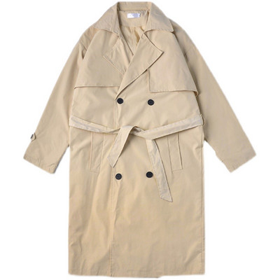 Trench Muškarci Opuštena ulična odjeća Zgodan oversize kaput Proljeće Jesen Usklađeni korejski stil Tinejdžeri Modni ležerni pojasi Jednobojni