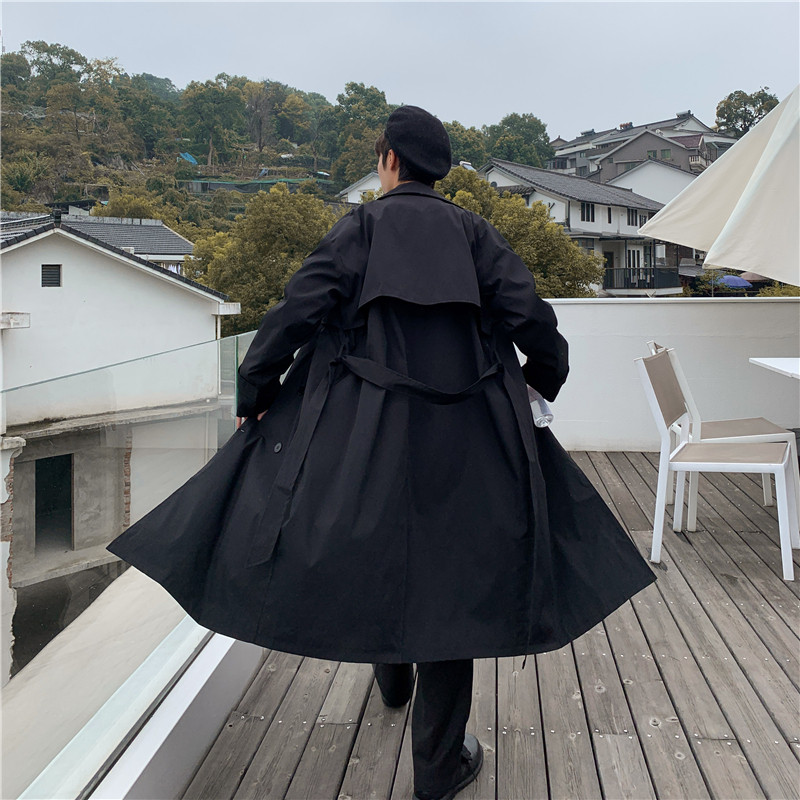 Trench Muškarci Opuštena ulična odjeća Zgodan oversize kaput Proljeće Jesen Usklađeni korejski stil Tinejdžeri Modni ležerni pojasi Jednobojni