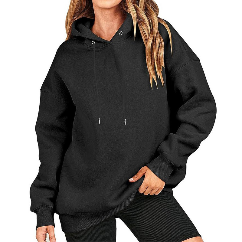 Γυναικείες μπλούζες με κουκούλα μεγάλου μεγέθους Fleece μονόχρωμες μπλούζες με κουκούλα casual μακρυμάνικο πουλόβερ υψηλής ποιότητας Φαρδιά φθινοπωρινά ρούχα 2023