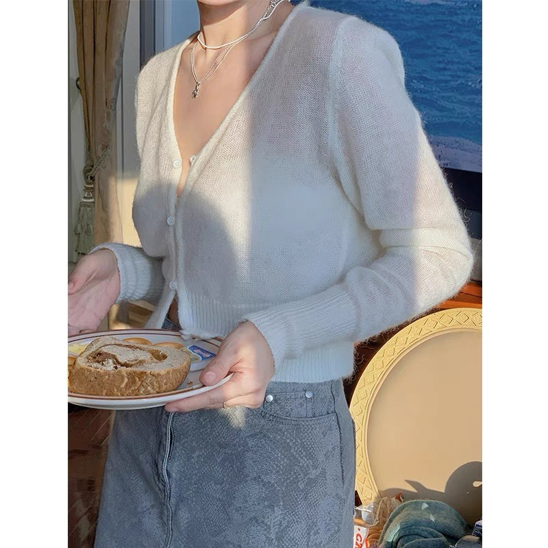 Sarebon-Ženski pleteni kardigan u korejskom stilu, uski džemperi, jednoredno kopčanje, proljeće, jesen