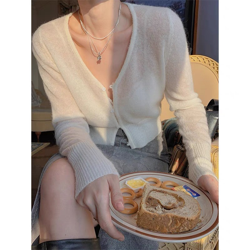 Sarebon-Ženski pleteni kardigan u korejskom stilu, uski džemperi, jednoredno kopčanje, proljeće, jesen