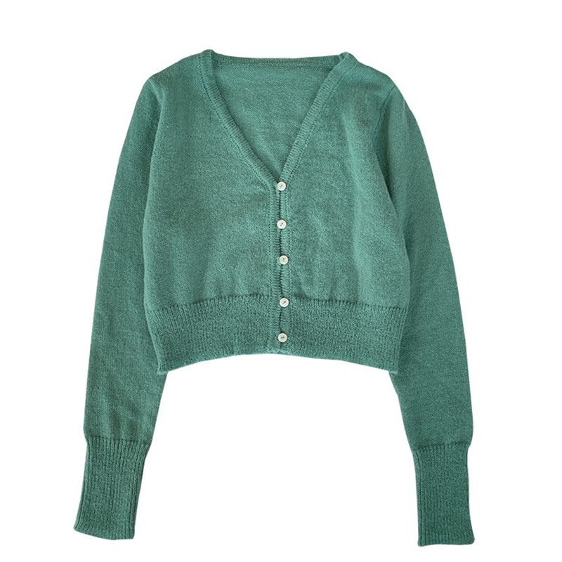 Sarebon-Ženski pleteni kardigan u korejskom stilu, uski džemperi, jednoredno kopčanje, proljeće, jesen