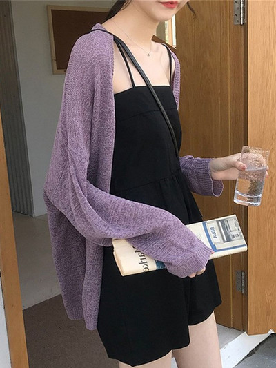 Sarebon-Γυναικεία πλεκτή ζακέτα, Lazy Wind, Γιαπωνέζικο στυλ, Μονόχρωμο, Παλτό με κουμπιά, 2023