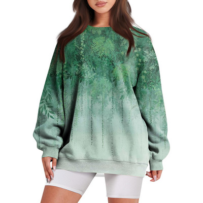 Νέα φούτερ για γυναίκες για φθινόπωρο/χειμώνα Casual φλοράλ στάμπα Φαρδιά μπλούζα μπλούζα με μακρυμάνικο μπουφάν με στρογγυλή τσέπη 한국 동대문 가을