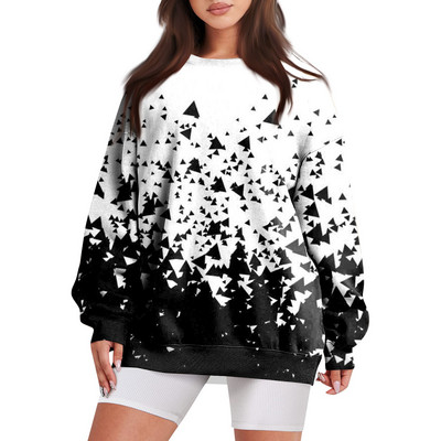 Νέα φούτερ για γυναίκες για φθινόπωρο/χειμώνα Casual φλοράλ στάμπα Φαρδιά μπλούζα μπλούζα με μακρυμάνικο μπουφάν με στρογγυλή τσέπη 한국 동대문 가을