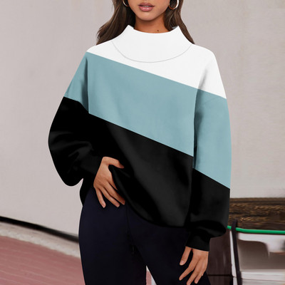 Γυναικεία ρούχα Καθημερινά, casual συνονθύλευμα Χρώμα μακρυμάνικο πουλόβερ Φαρδύ σχιστό μισό ψηλό λαιμό Παχύ ζεστό μπλουζάκι μπλούζα