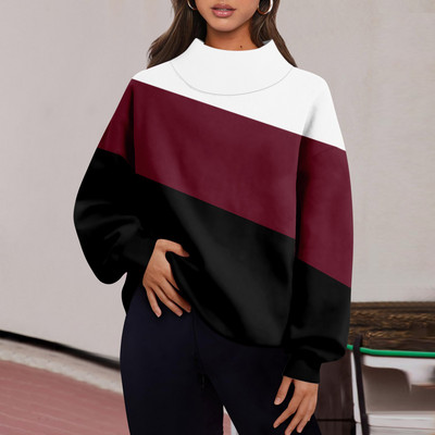 Γυναικεία ρούχα Καθημερινά, casual συνονθύλευμα Χρώμα μακρυμάνικο πουλόβερ Φαρδύ σχιστό μισό ψηλό λαιμό Παχύ ζεστό μπλουζάκι μπλούζα