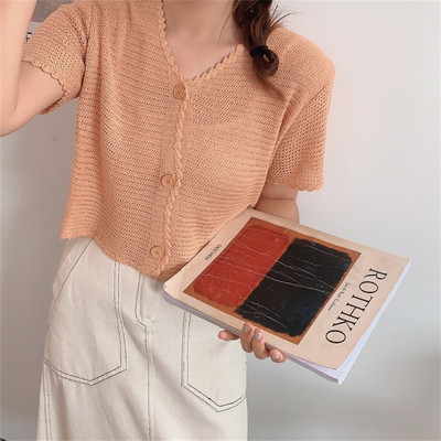 Sarebon - ležerna majica kratkih rukava za žene, pletenina, pletenina, kardigan majica, majice, pletena majica, moda