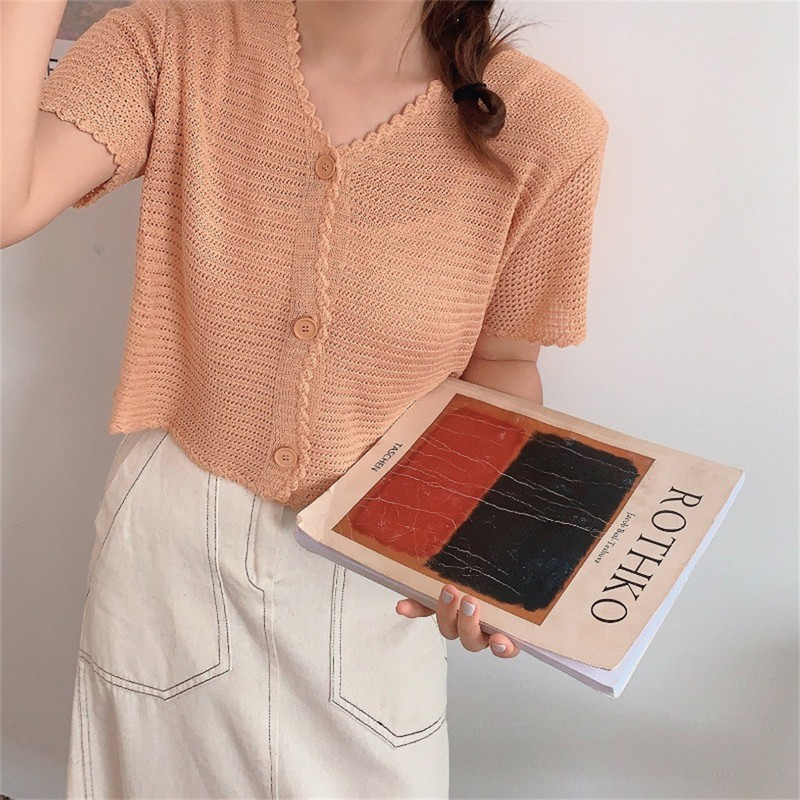 Sarebon - ležerna majica kratkih rukava za žene, pletenina, pletenina, kardigan majica, majice, pletena majica, moda