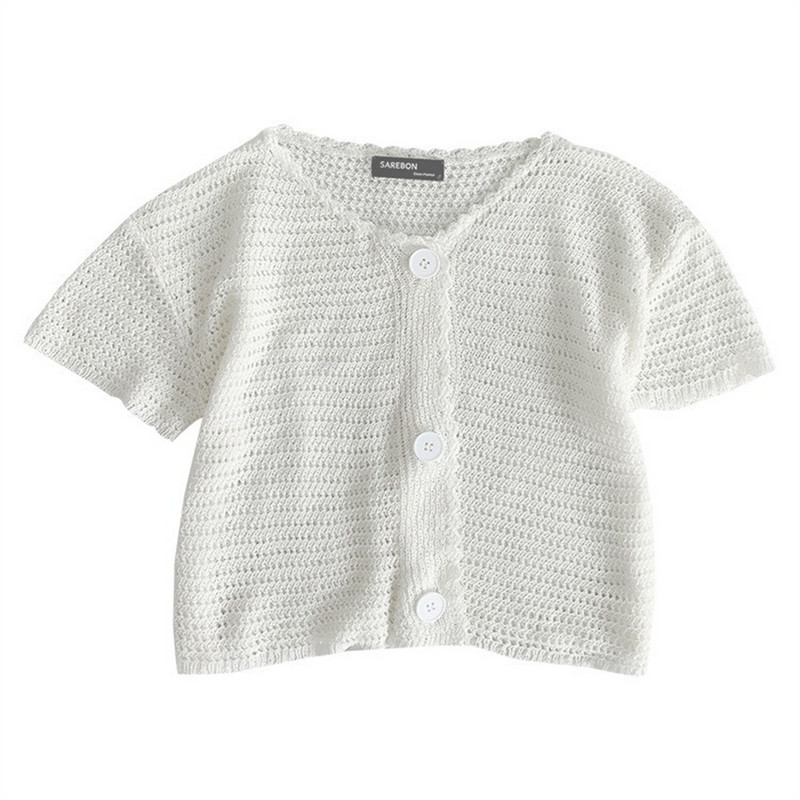 Sarebon - ležerna majica kratkih rukava za žene, pletenina, pletenina, kardigan majica, majice, pletena majica, moda