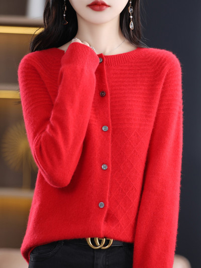 Ζακέτες με λαιμόκοψη Πλεκτά Πουλόβερ Γυναικεία Ρούχα 100% μαλλί πλεκτό πλεκτό κασμίρ παλτό φθινοπώρου μόδας Μπουφάν πολυτελείας