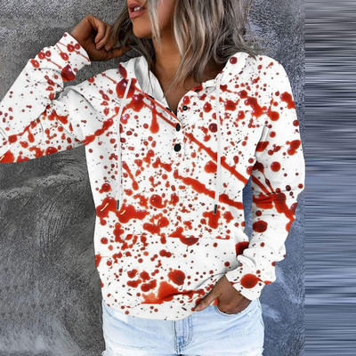 Γυναικείο χειμωνιάτικο μπουφάν Casual Fashion Halloween Print Scary μακρυμάνικο πουλόβερ Κορδόνι Y2k Φούτερ με κουκούλα με φερμουάρ 가을 여성 의류