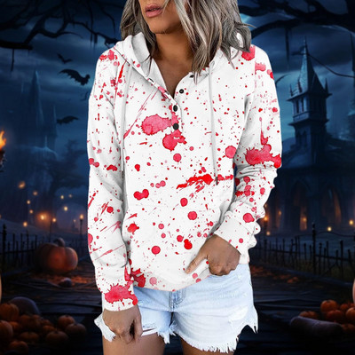 Γυναικείο χειμωνιάτικο μπουφάν Casual Fashion Halloween Print Scary μακρυμάνικο πουλόβερ Κορδόνι Y2k Φούτερ με κουκούλα με φερμουάρ 가을 여성 의류