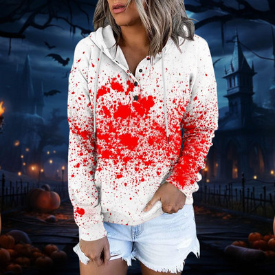 Γυναικείο χειμωνιάτικο μπουφάν Casual Fashion Halloween Print Scary μακρυμάνικο πουλόβερ Κορδόνι Y2k Φούτερ με κουκούλα με φερμουάρ 가을 여성 의류