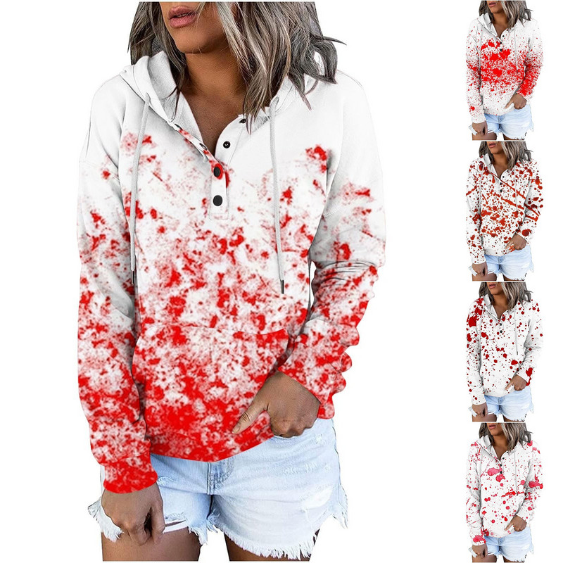 Γυναικείο χειμωνιάτικο μπουφάν Casual Fashion Halloween Print Scary μακρυμάνικο πουλόβερ Κορδόνι Y2k Φούτερ με κουκούλα με φερμουάρ 가을 여성 의류