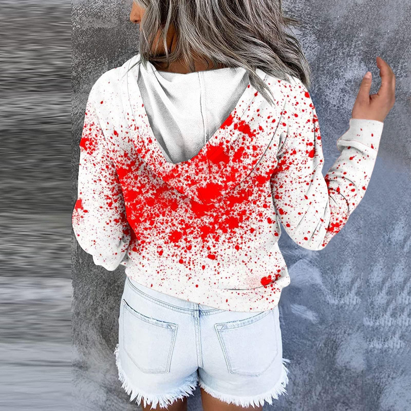 Γυναικείο χειμωνιάτικο μπουφάν Casual Fashion Halloween Print Scary μακρυμάνικο πουλόβερ Κορδόνι Y2k Φούτερ με κουκούλα με φερμουάρ 가을 여성 의류