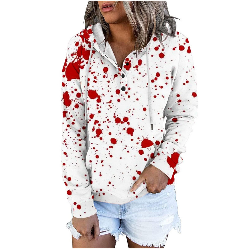 Γυναικείο χειμωνιάτικο μπουφάν Casual Fashion Halloween Print Scary μακρυμάνικο πουλόβερ Κορδόνι Y2k Φούτερ με κουκούλα με φερμουάρ 가을 여성 의류
