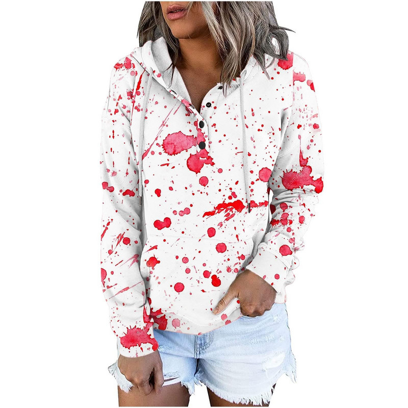 Γυναικείο χειμωνιάτικο μπουφάν Casual Fashion Halloween Print Scary μακρυμάνικο πουλόβερ Κορδόνι Y2k Φούτερ με κουκούλα με φερμουάρ 가을 여성 의류