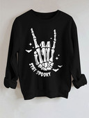 2023. Jesen Zima Noć vještica Stay Spooky Skeleton Hand Sweatshirt Color Jednobojni gornji dijelovi Ulična odjeća Ženski cool ulični topli puloveri