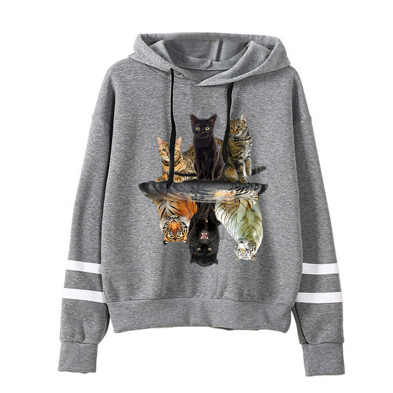 Harajuku majica s kapuljačom dugih rukava s kapuljačom s kapuljačom i tigrom za žene Jesensko-zimska odjeća Smiješne majice s kapuljačom za djevojke s printom