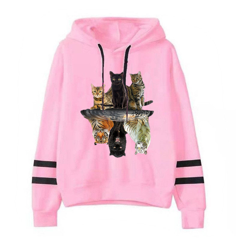 Harajuku majica s kapuljačom dugih rukava s kapuljačom s kapuljačom i tigrom za žene Jesensko-zimska odjeća Smiješne majice s kapuljačom za djevojke s printom
