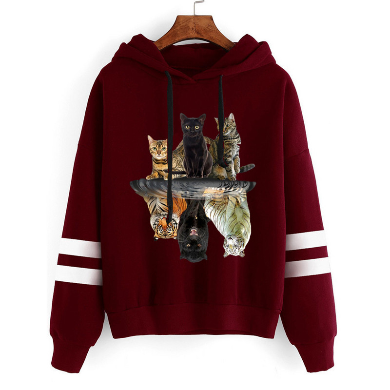 Harajuku majica s kapuljačom dugih rukava s kapuljačom s kapuljačom i tigrom za žene Jesensko-zimska odjeća Smiješne majice s kapuljačom za djevojke s printom
