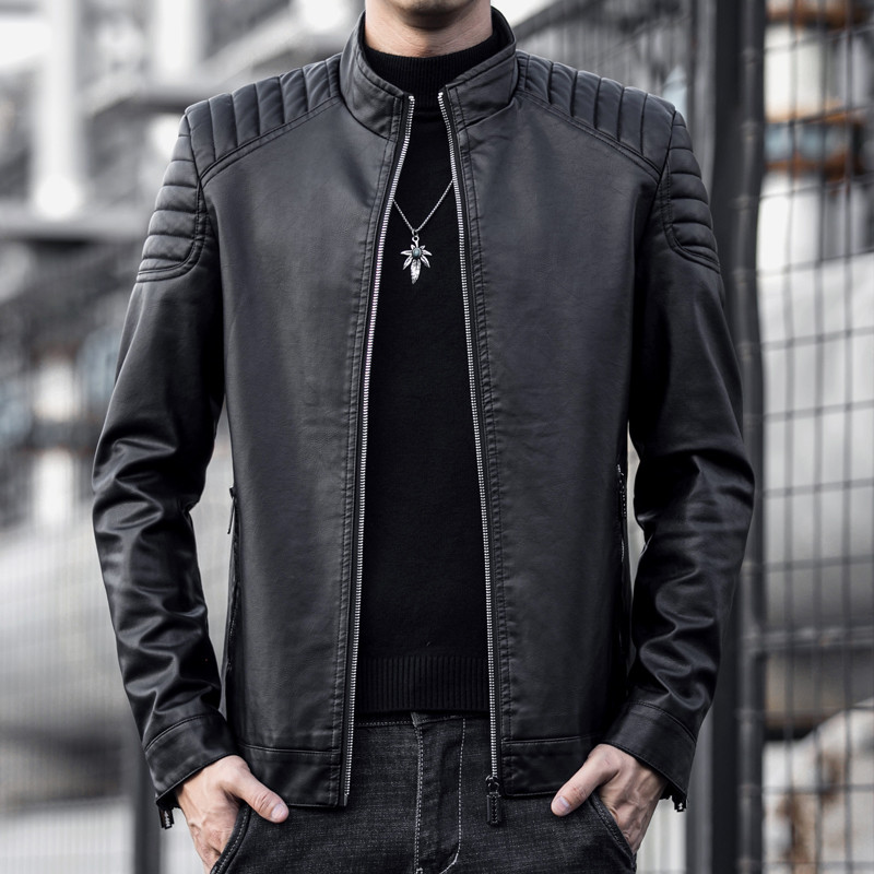 Νέο Μοτοσικλέτα Pilot Δερμάτινο Μπουφάν Μόδα Επωνυμίας Ανδρικό Σχεδιαστή Πανκ Άνεμος Σχεδιασμός Πλοξό Φερμουάρ Ανδρικό Δερμάτινο Μπουφάν