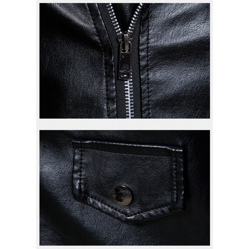 Δερμάτινο μπουφάν PU ανδρικών μοτοσικλετών φθινοπώρου και χειμώνα Κορεατικής έκδοσης Slim-fit Παλτό πέτο Casual Business Εξωτερικά ρούχα με διαγώνιο φερμουάρ