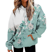 Φούτερ για γυναίκες Υπερμεγέθη Φούτερ Fleece Casual μακρυμάνικο λουλούδι με στάμπα χοντρό υψηλής ποιότητας φούτερ Ropa Mujer