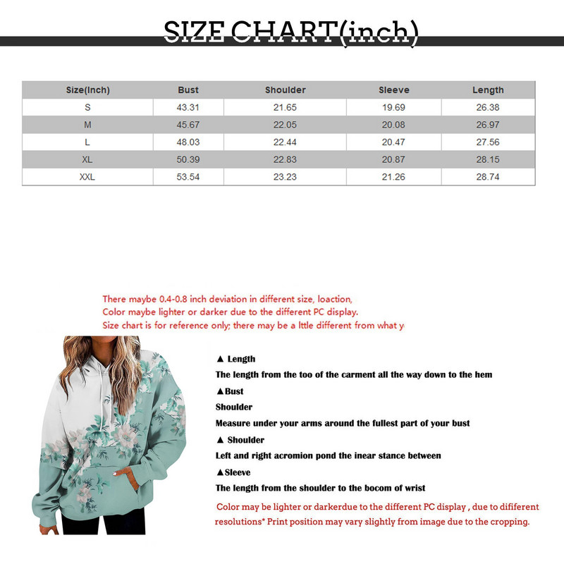 Φούτερ για γυναίκες Υπερμεγέθη Φούτερ Fleece Casual μακρυμάνικο λουλούδι με στάμπα χοντρό υψηλής ποιότητας φούτερ Ropa Mujer