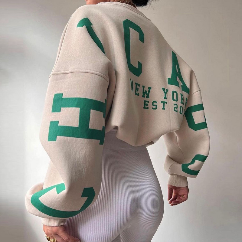 Hanorac pentru femei de iarnă Y2k, cu fermoar, cu mâneci lungi, cu litere, cu imprimeu, ocazional, la modă, cu decolteu în formă de O, Hanorac Topuri Roupas Para Mulheres