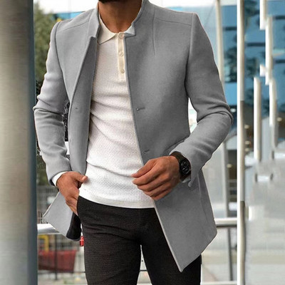 Toamnă Iarnă Noi Blazer Jachetă Bărbați Culoare Solidă Blazer Cardigan Mantouri lungi de Lână Moda Casual Îmbrăcăminte de zi cu zi simplă