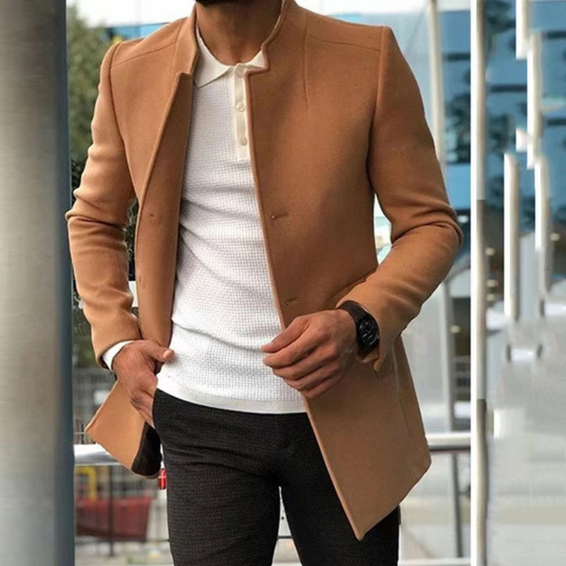 Toamnă Iarnă Noi Blazer Jachetă Bărbați Culoare Solidă Blazer Cardigan Mantouri lungi de Lână Moda Casual Îmbrăcăminte de zi cu zi simplă