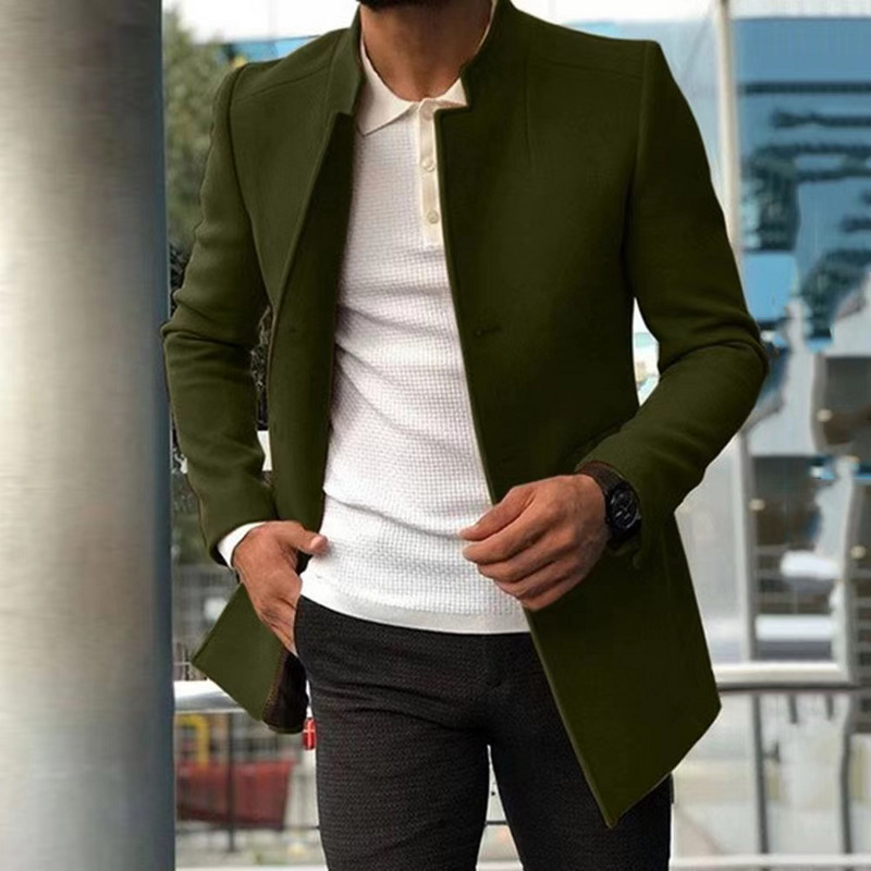 Toamnă Iarnă Noi Blazer Jachetă Bărbați Culoare Solidă Blazer Cardigan Mantouri lungi de Lână Moda Casual Îmbrăcăminte de zi cu zi simplă